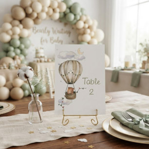 We Can Bearly Wait Teddy Bear Hot Air Balloon Table Number
