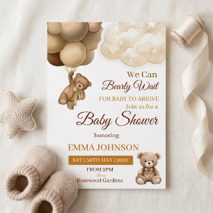 We Can Bearly Wait Teddy Bear Neutral Baby Shower Invitation