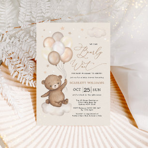 We can Bearly Wait Teddy Bear Neutral Baby Shower Invitation