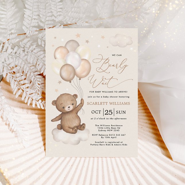 We can Bearly Wait Teddy Bear Neutral Baby Shower Invitation (Creator Uploaded)