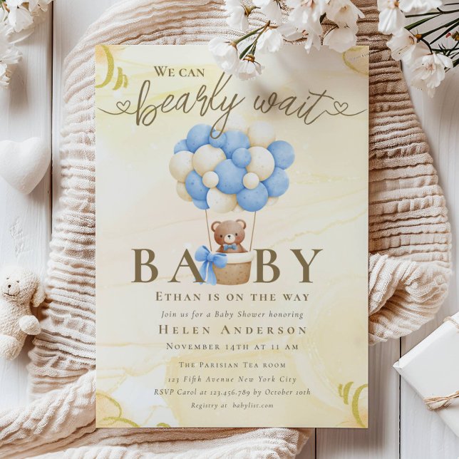 We can Bearly Wait Teddy Bear Neutral Baby Shower Invitation (Creator Uploaded)