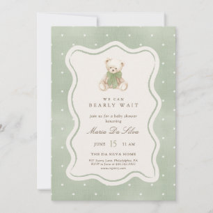 We Can Bearly Wait Teddy Bear Neutral Baby Shower Invitation