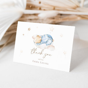 We can Bearly Wait Teddy Bear On Cloud Baby Shower Thank You Card