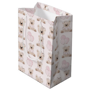 We Can Bearly Wait Teddy Bear Pink Baby Shower Medium Gift Bag