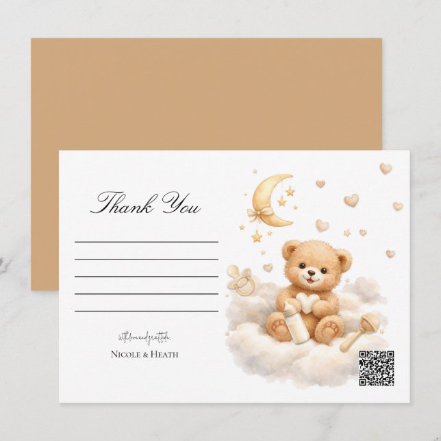 We can Bearly Wait Teddy Bear Thank You Card (Front/Back)