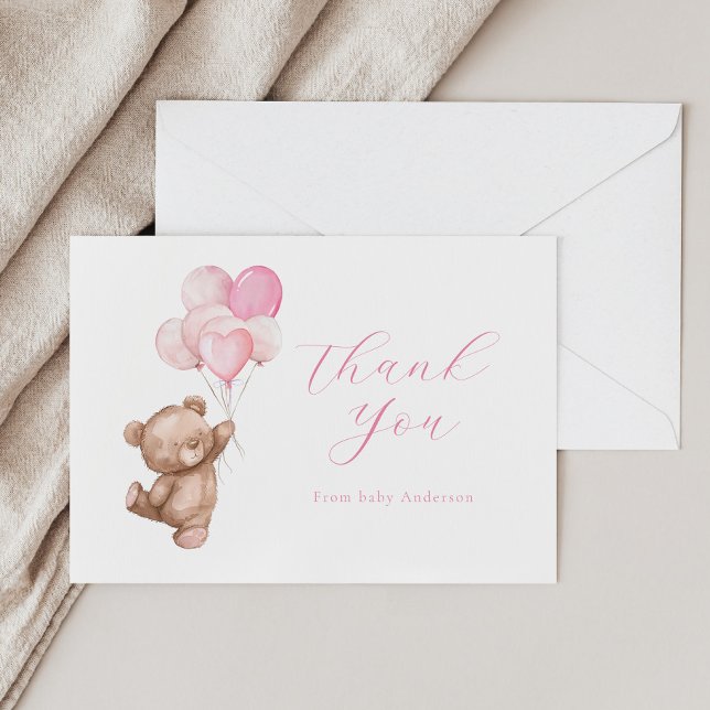 We Can Bearly Wait Teddy Bear Thank You  Note Card (Creator Uploaded)