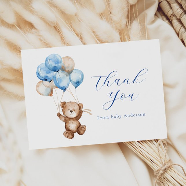 We Can Bearly Wait Teddy Bear Thank You  Note Card (Creator Uploaded)