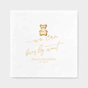 We Can Bearly Wait - Teddy Bear Themed Baby Shower Foil Napkins