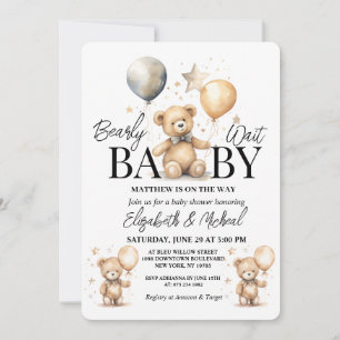 We Can Bearly Wait Theme Baby Shower Invitation