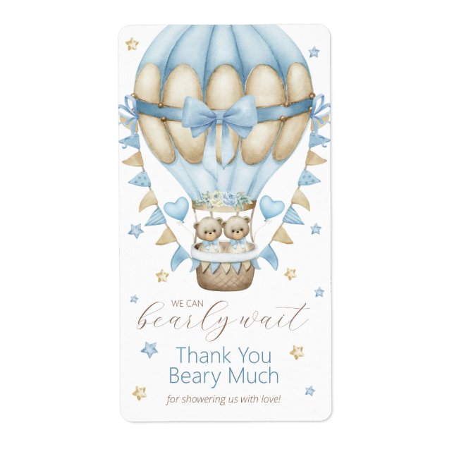 We Can Bearly Wait Twin Boy Thank You (Front)