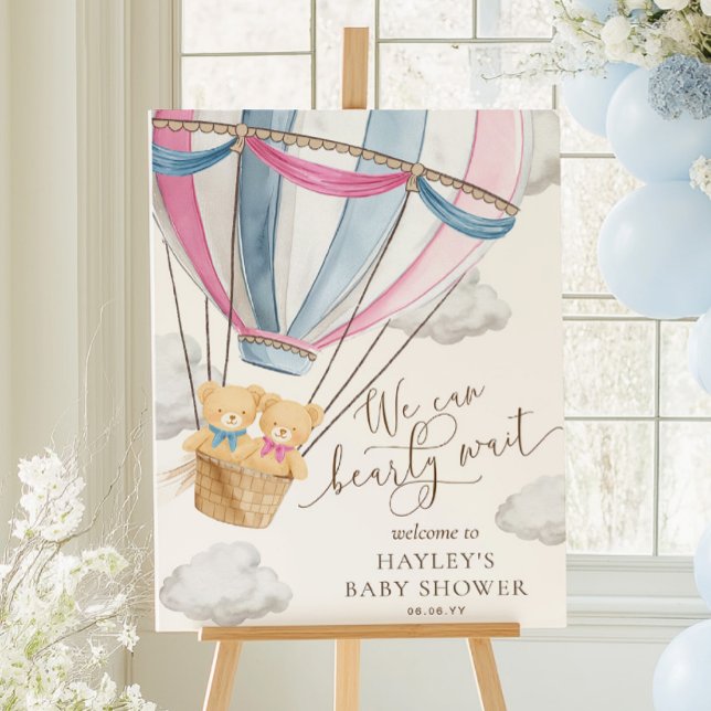 We Can Bearly Wait Twins Baby Shower Poster (Creator Uploaded)