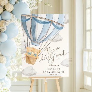 We Can Bearly Wait Twins Baby Shower Poster