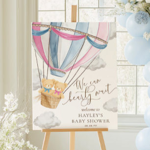 We Can Bearly Wait Twins Baby Shower Poster