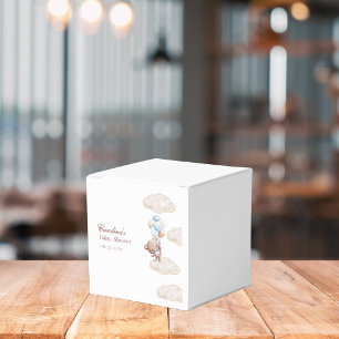 we can bearly wait watercolor blue baby shower favour box