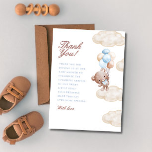 we can bearly wait watercolor blue baby shower thank you card