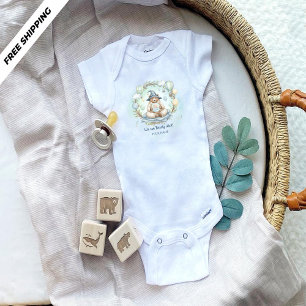 We can Bearly Wait Watercolor Blue Bear Baby Showe Bodysuit