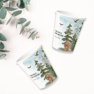 We Can Bearly Wait Watercolor Woodland Baby Shower Paper Cups