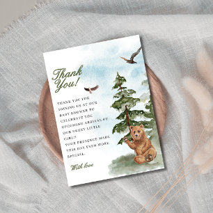 We Can Bearly Wait Watercolor Woodland Baby Shower Thank You Card