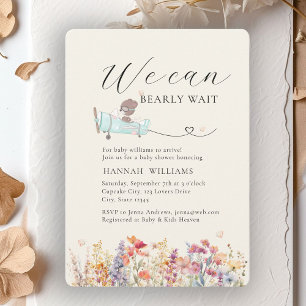 We Can Bearly Wait! Wildflower, Baby Shower Invitation