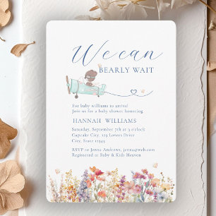 We Can Bearly Wait! Wildflower, Baby Shower Invitation