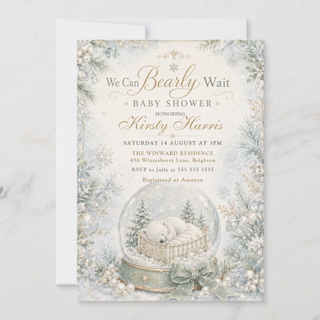 We Can Bearly Wait Winter Baby Shower Invitation (Front)