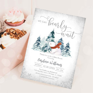 We Can Bearly Wait Winter Baby Shower Invitation