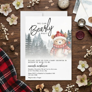 We Can Bearly Wait Winter Baby Shower Invitation