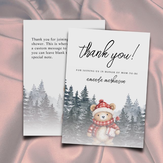 We Can Bearly Wait Winter Baby Shower Thank You Card (Creator Uploaded)