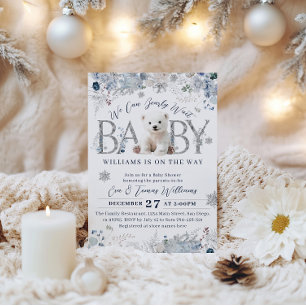 We Can Bearly Wait Winter Bear Baby Boy Shower Invitation