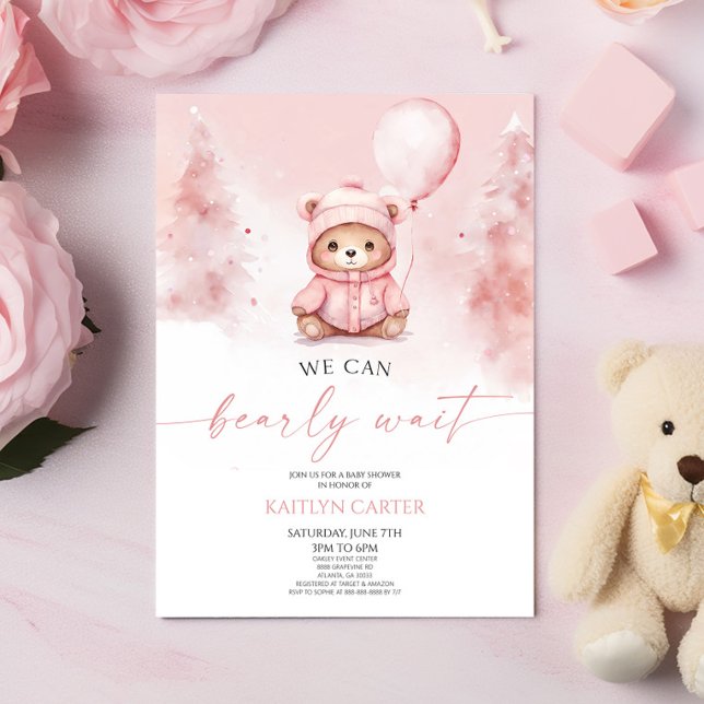 We Can Bearly Wait Winter Teddy Bear Baby Shower Invitation (Creator Uploaded)