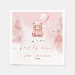 We Can Bearly Wait Winter Teddy Bear Baby Shower Napkin