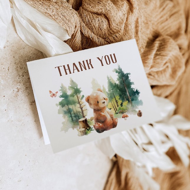 We Can Bearly Wait Woodland Baby Shower Thank You Invitation (Creator Uploaded)