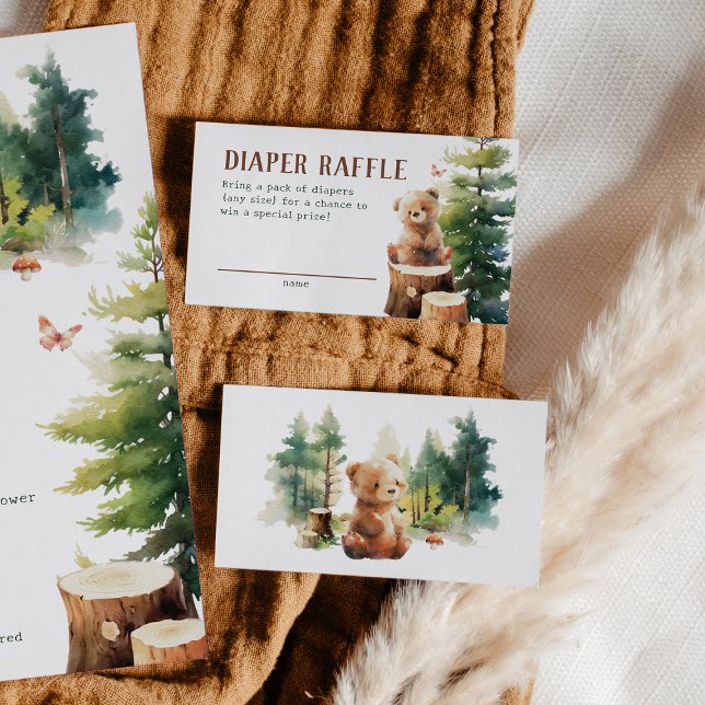 We Can Bearly Wait Woodland Diaper Raffle Cards (Creator Uploaded)