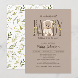 We Can Bearly Wait! Yellow Teddy Bear Baby Shower Invitation