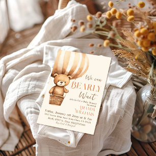 We Can Beary Wait Bear Beige Baby Shower Invitation