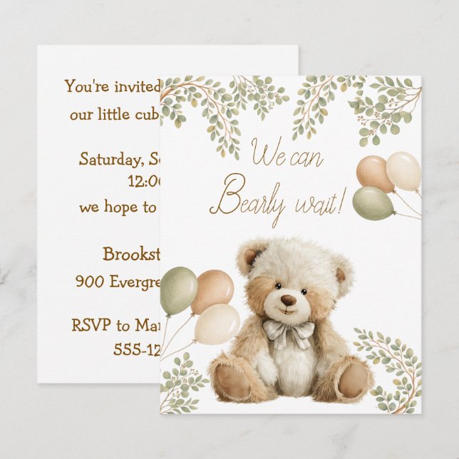 We Can Beary Wait Digital Download Invitation (Front/Back)