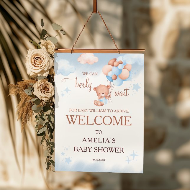We Can Berly Wait Teddy Bear Baby Shower Welcome  Poster (Creator Uploaded)