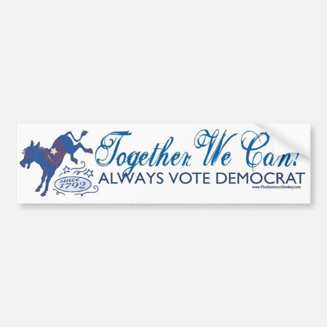 We Can Blue Donkey Kick Bumper Sticker  (Front)