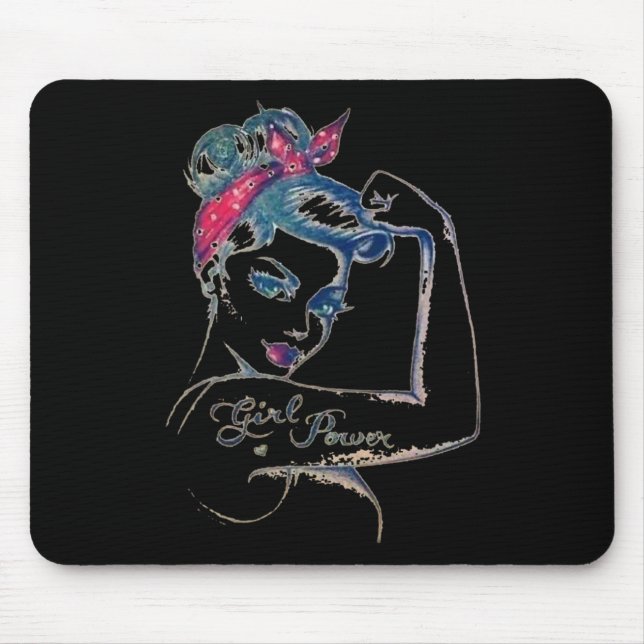 We Can Cure It  Rosie Riveter Breast Cancer Girl P Mouse Pad (Front)