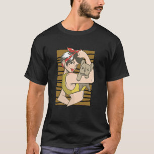 We Can Do It Girl Activist with Cute Puppy T-Shirt