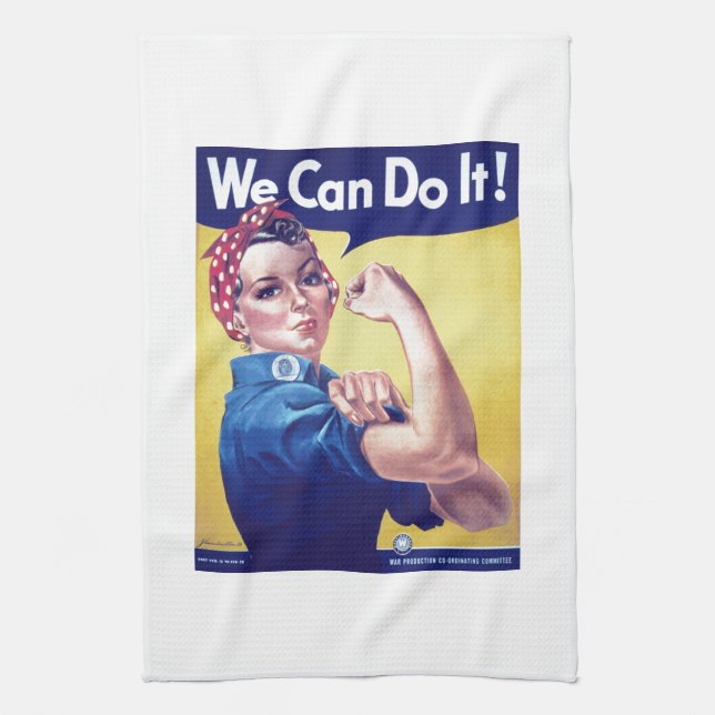 We Can Do It Rosie the Riveter United States  Tea Towel (Vertical)