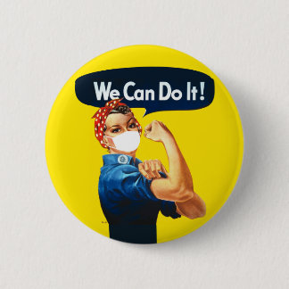 We Can Do It Rosie The Riveter Wearing Mask 6 Cm Round Badge