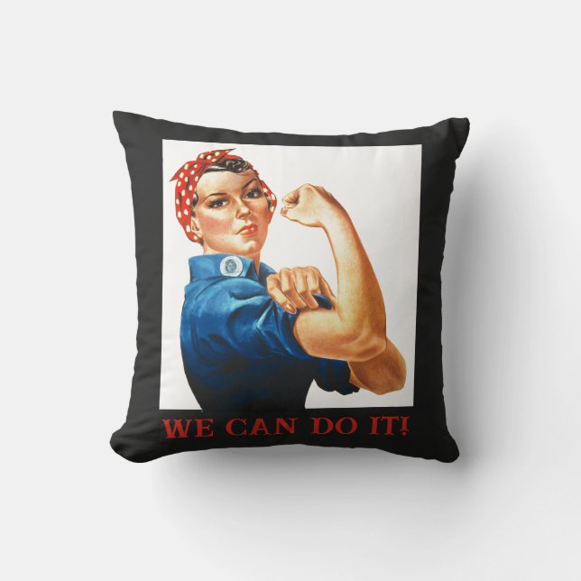 We Can Do It Rosie the Riveter Women Power WWII  Cushion (Front)