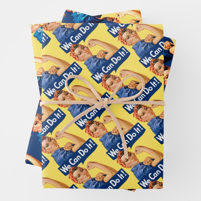 We Can Do It! Rosie the Riveter Wrapping Paper Sheet (In situ)