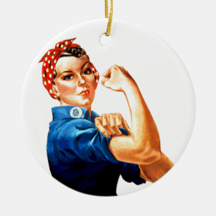 We Can Do It Rosie the Riveter WWII Propaganda Ceramic Tree Decoration