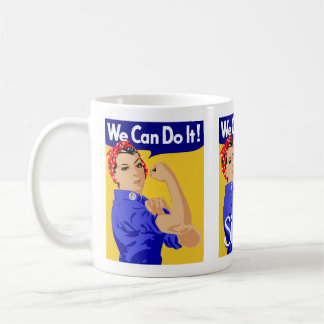 We Can Do It Sister Woman Scarf Yellow Blue Coffee Mug