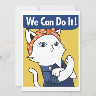 We Can Do It! White Cat Rosie the Riveter