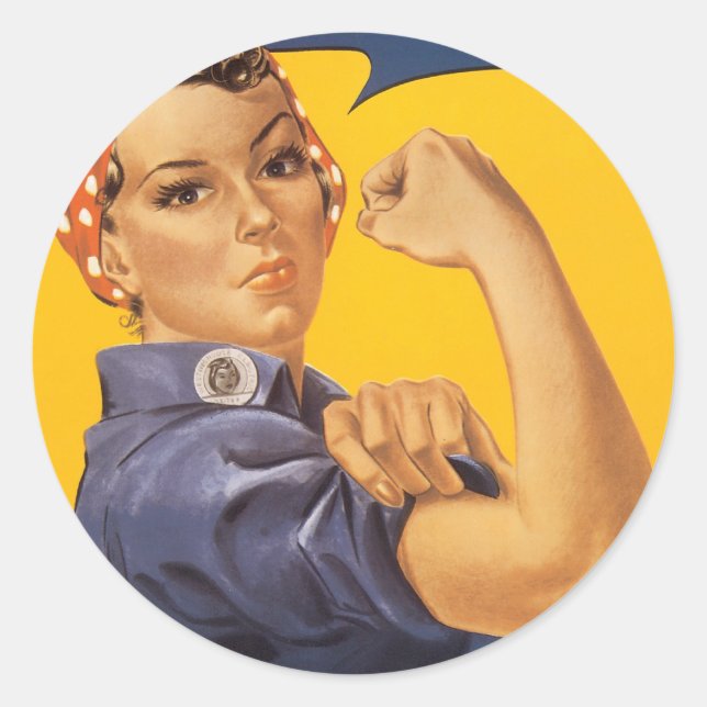 "We Can Do It" World War ll Poster Detail Classic Round Sticker (Front)