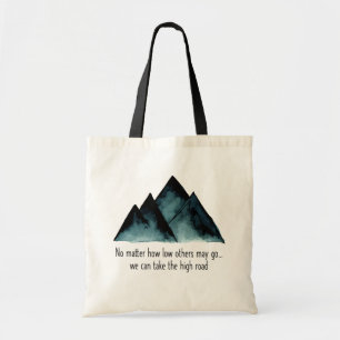 We Can Take The High Road Watercolor Mountains Tote Bag