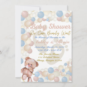 We Can't Bearly Wait Baby Invitation